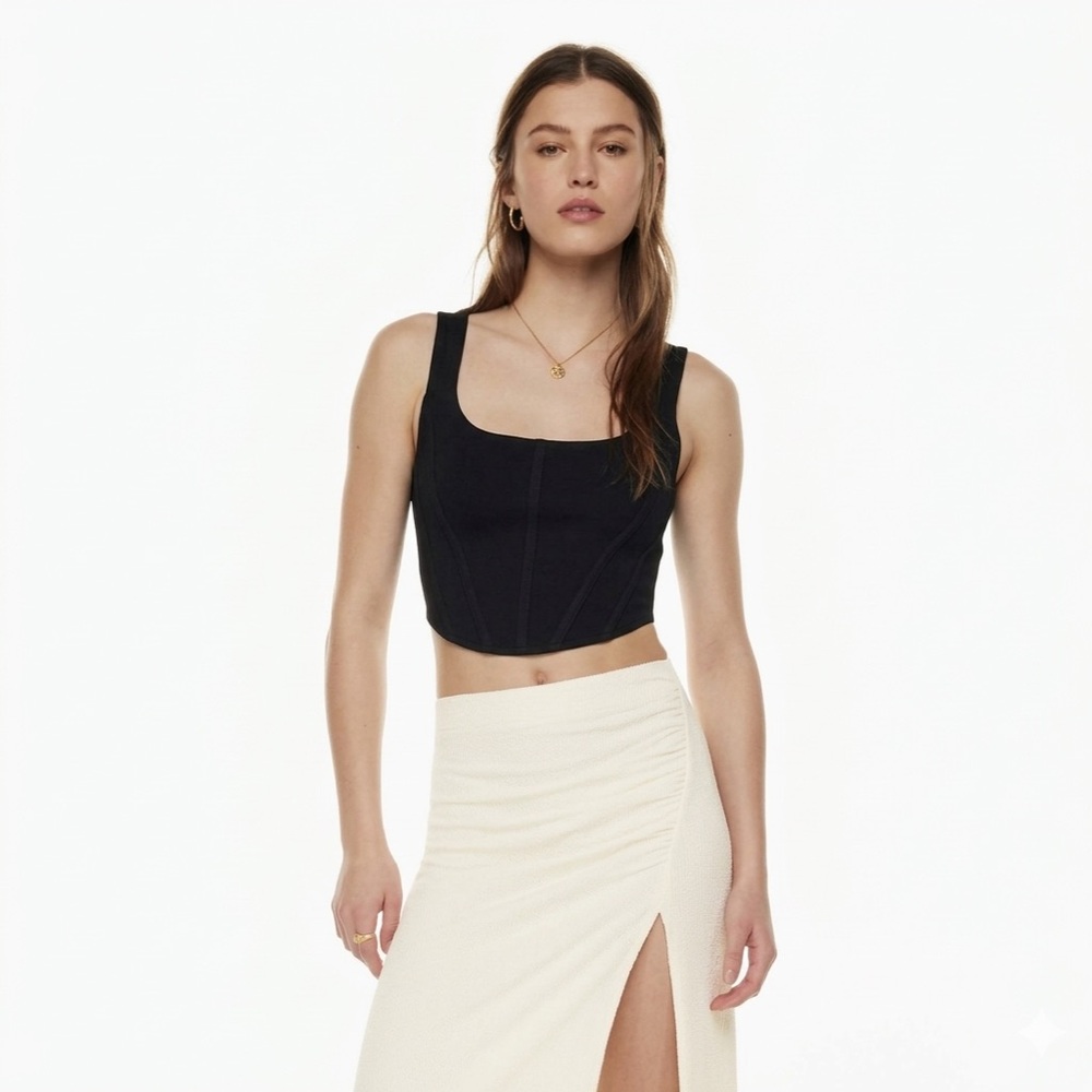 Aritzia Wilfred Sculpt Knit Bustier Tank | Black